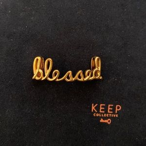 KEEP Collective “blessed” script charm in rose gold